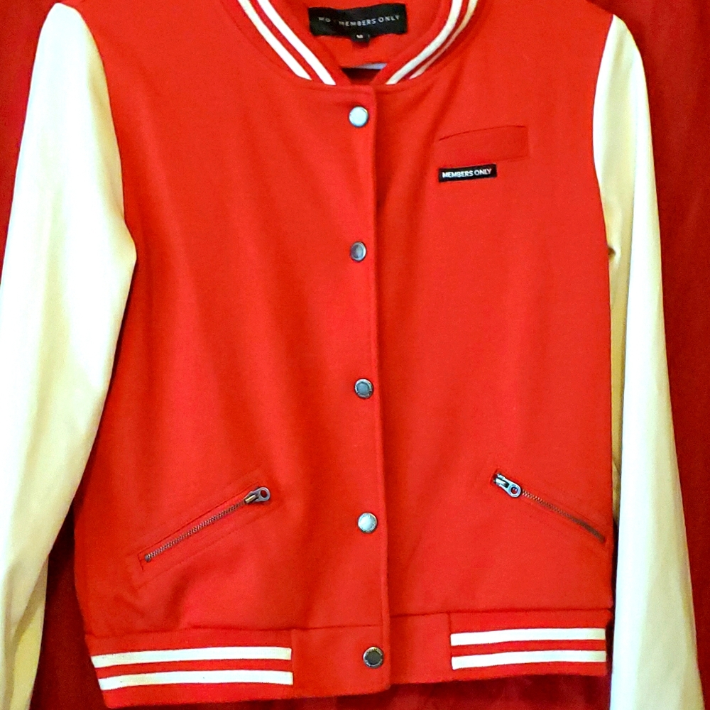 Vintage Red and White Members Only Jacket Sz. M